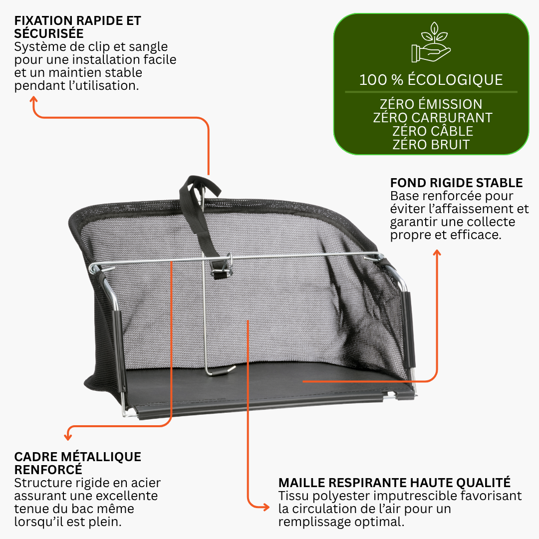 Bac ramassage tondeuse manuelle hélicoïdale 4 lames