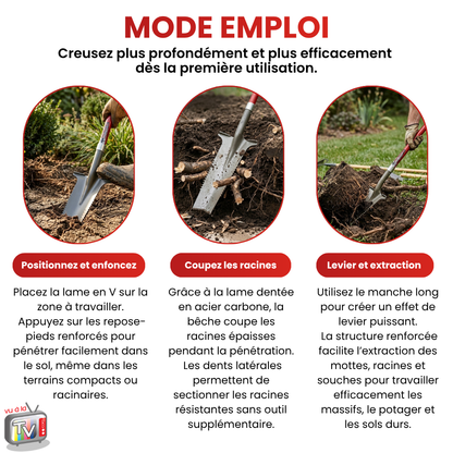 Bêche de drainage à manche XL Rootslayer