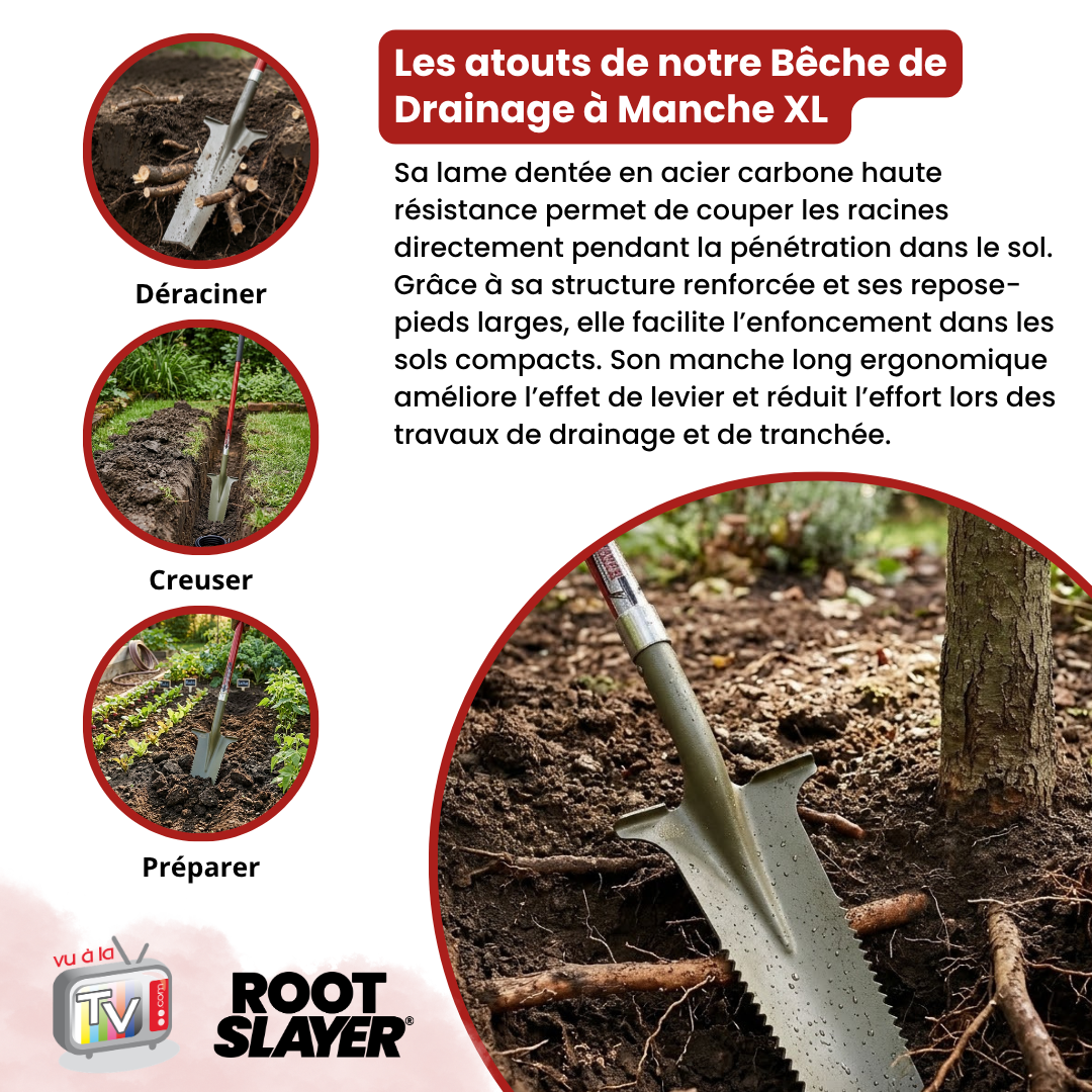 Bêche de drainage à manche XL Rootslayer