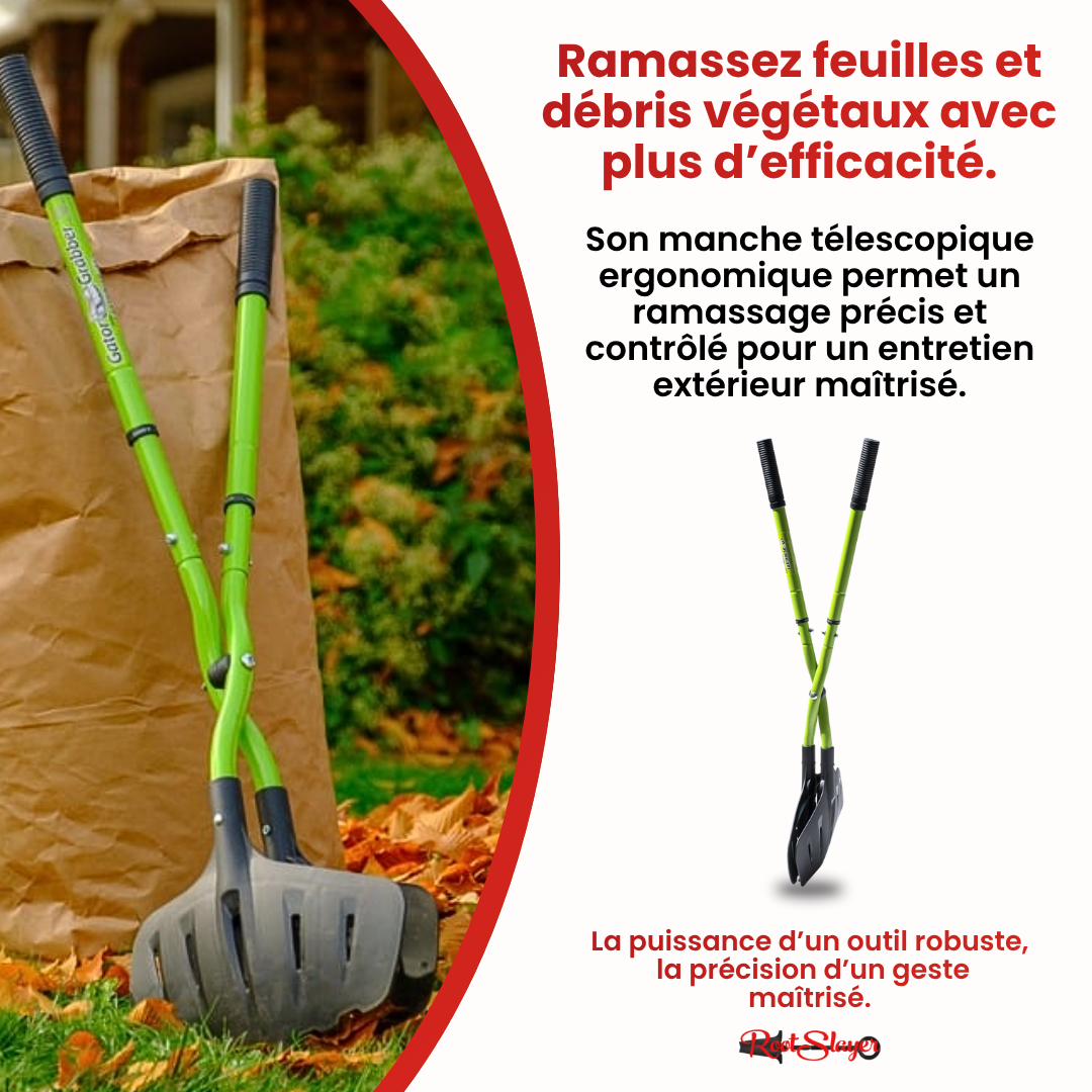 RootSlayer Ramasse Feuilles XXL avec Manche Télescopique