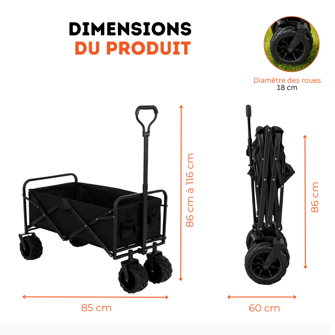 Chariot de Courses Pliable 150 kg